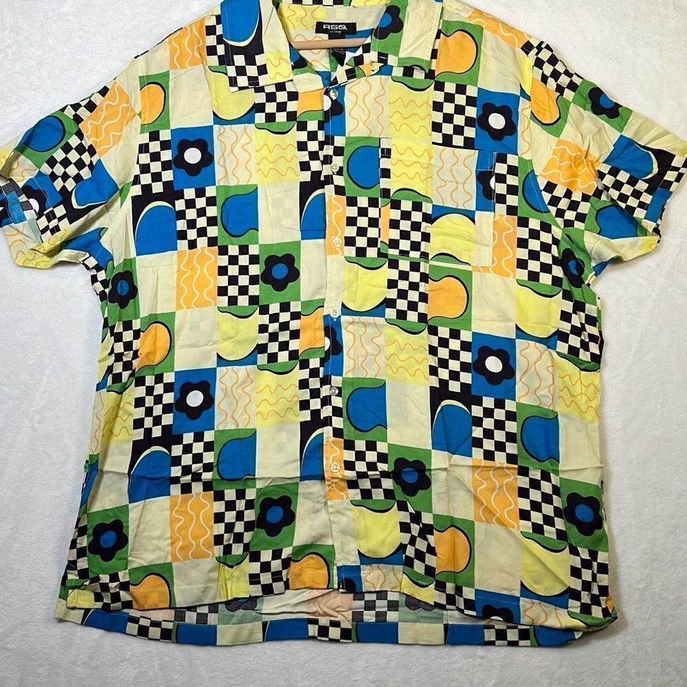 RSQ‎ Patchwork Mens Button Up Shirt-XXL-NWT